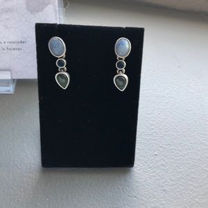 Sterling Silver anthracite earrings nwt blue grey